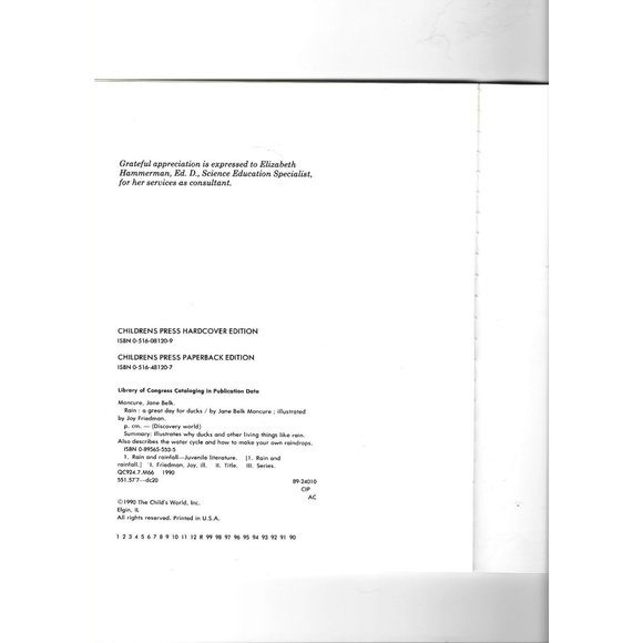 Rain a Great Day for Ducks Moncure Friedman Childrens Press 1990 Softcover - Picture 3 of 4